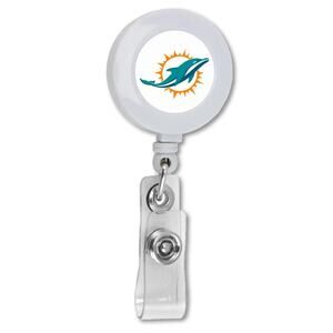 NFL Dolphins Badge Reel ID Holder Football Logo Clip New Miami Round Office